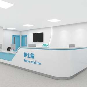 مكتب استقبال حديث على شكل حرف L قابل للطي لشخصين، مصنوع من الخشب الصلب، مناسب للمستشفيات والمدارس والفنادق - Product Image 5