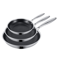 Poêles à frire en acier inoxydable 304 antiadhésif en nid d'abeille Texture batterie de cuisine avec couvercle casseroles cuisson article de cuisine prêt à expédier