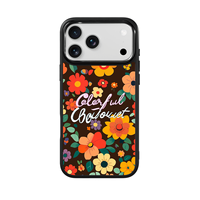Coque de téléphone AG Feeling Black Edge avec motif floral coloré doré pour iPhone 17, 17 Pro Max, 16 Pro, 15 – Coque magnétique
