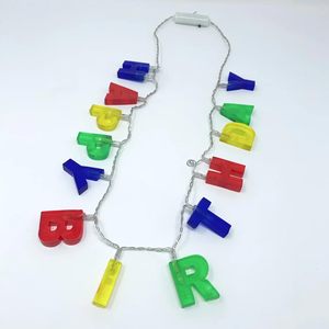 2026 Mardi Gras LED bonne année colliers anniversaire lettre collier lumineux accessoire de fête - Product Image 4