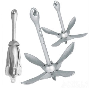 Boat Anchor Folding Galvanised Steel 0.7kg 1.5kg Set W/ Buoy Carabiner for Inflatable SUP Kayak Canoe <b>Silver</b> High Hold - Product Image 1