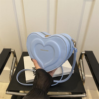 Bolso Bandolera de Hombro de Piel Sintética con Cierre de Cremallera, Estilo Coreano, Color Caramelo, en Forma de Corazón, para Mujer, Última Moda de Otoño