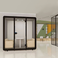 Cabine téléphonique insonorisée moderne et intelligente pour hôtel, bureau, extérieur, avec structure en acier, verre trempé, écologique