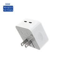Cargador Rápido GaN PD de 35W con Doble Puerto Tipo-C, Enchufe Estadounidense, Portátil, para Teléfono y Auriculares, Compatible con [Dispositivos]