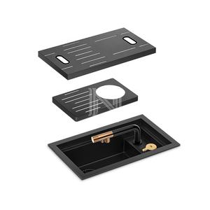 NLS4526 Évier de cuisine caché pour comptoir de bar, fait à la main en acier inoxydable 304, bol unique, couvercle d'évier à deux trous pour voiture de tourisme, <span class=keywords><strong>camping</strong></span> et voiture - Product Image 2