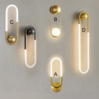 Applique murale LED en U de luxe léger, style moderne nordique minimaliste, dorée, pour salon et fond TV