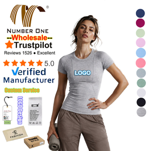 <span class=keywords><strong>T</strong></span>-<span class=keywords><strong>Shirt</strong></span> Sportiva Senza Cuciture per <span class=keywords><strong>Donna</strong></span> con Logo Personalizzato, 160GSM Ultra-Leggera e Traspirante, Abbigliamento da Corsa, <span class=keywords><strong>Palestra</strong></span>, Fitness e Yoga per Signore - Product Image 1