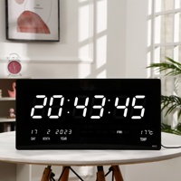 Horloge murale LED à grand écran avec calendrier de la semaine et des températures, pour personnes âgées, avec affichage des secondes