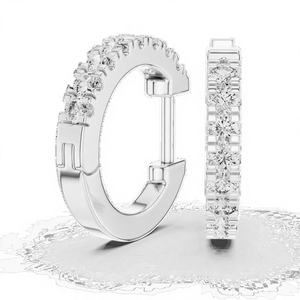 Boucles d'oreilles clous en or jaune 14 carats avec moissanite, rangée unique, taille brillant rond, pavé de luxe, cadeau idéal pour fête ou anniversaire, certifiées IGI - Product Image 1