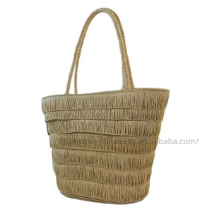 Sac à main tissé à pompons pour femme, style français, pour les sorties estivales, les séances photo, les vacances, la plage, avec fermeture éclair, en velours peau de pêche, Tanjing - Product Image 5