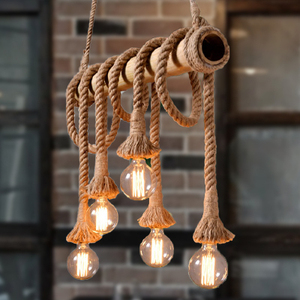 Industriale Stile Retrò Sala da pranzo <span class=keywords><strong>Cucina</strong></span> Corda Ristorante Lampadario di Casa <span class=keywords><strong>Rustica</strong></span> di Canapa Decorativa Lampadario - Product Image 2