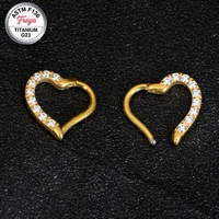 Nouveau design 16G en Titane ASTMF136 G23 pour Piercings d'oreille (Hélix, Tragus, Rook) et Anneaux de nez, avec Boucles d'oreilles Cœur, Bijoux de corps tendance