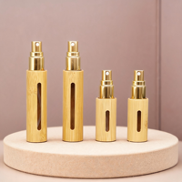 Atomiseur miniature en cuir avec logo personnalisé, coque en bambou, flacon pulvérisateur en verre rechargeable, flacon de parfum pour voyage, bureau, fête