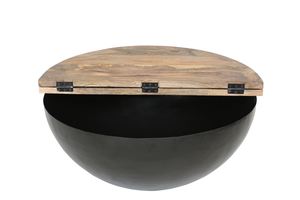 Mesa de centro redonda de hierro/WD negra con tablero de PC / Chapa metálica natural AR / Madera de mango Aara - Colección a precio mayorista - Product Image 6