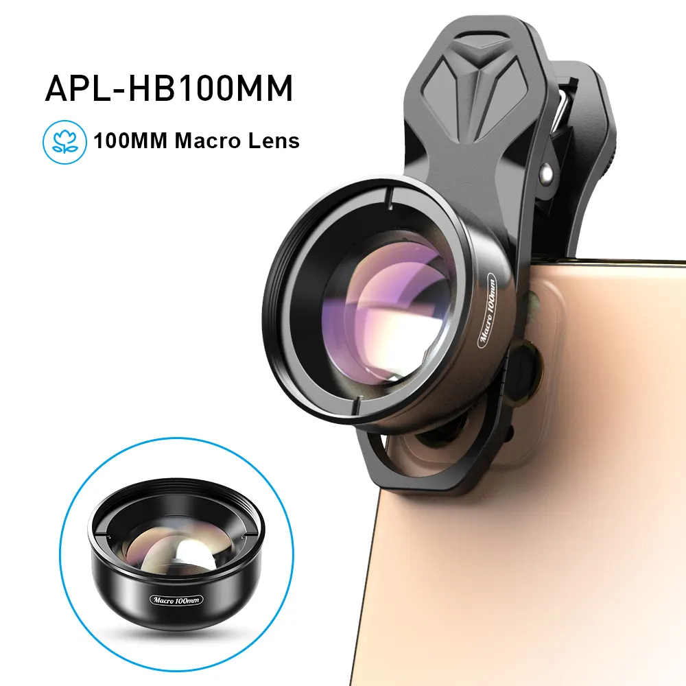 Apexel 4K HD Professional Mobile Photography Macro Lens Optical Universal Clip Phone 100mm Macro Lens
