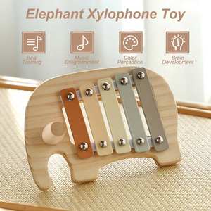 Vente chaude unisexe Montessori bois éléphant musique jouet 2-4 ans voiture Type Piano Percussion Instrument pour enfants - Product Image 3