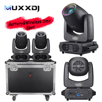 Lot de 2 projecteurs LED mobiles sans fil DMX512 rechargeables Muxxdj 100W sur batterie avec étui pour événements et clubs