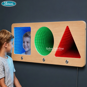 Panel de Luz LED con Espejo Infinito y Marco de Madera, Juguete Interactivo para <span class=keywords><strong>Terapia</strong></span> del Autismo, para Habitaciones Sensoriales Infantiles - Product Image 2