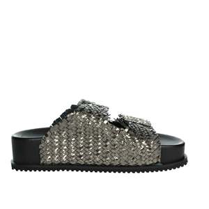 Sandalias de cuña para mujer Keys K 10920 con malla metálica platino y hebilla de cristal - Product Image 4