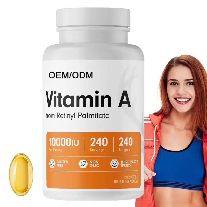 Private Label Hot Selling OEM Customized Vitamin A Supports Healthy Skin Eyes Immune System Vitamin A Capsules