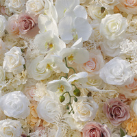 Personnalisé de haute qualité fleur mur 5D tissu fleur mur mariage soie artificielle rose fleur panneau mural toile de fond