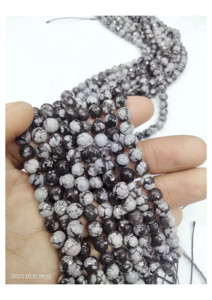 Cuentas de Obsidiana Copo de Nieve 100% Naturales, Piedras Preciosas de Alto Contenido de Carbono, Cuentas Redondas - Product Image 2