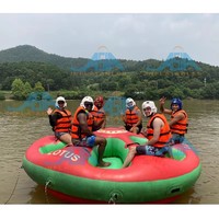 Bateau gonflable en bâche PVC, type OVNI, tractable, 8 places, design populaire, bateau donut pour jeux aquatiques en parc