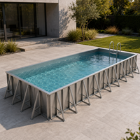 Piscine modulaire extérieure en acier inoxydable de grande taille avec panneaux muraux préfabriqués en acier pour projets de gymnases