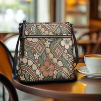 Sac à bandoulière pour femme en gros avec imprimé floral tropical, coquillages et fleurs diamantées, fermeture éclair, idéal pour le quotidien, les voyages, l'église et le shopping