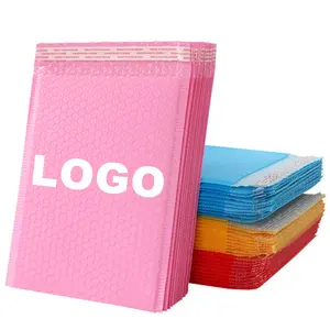 Недорогой персонализированный логотип, индивидуальная печать, биоразлагаемый розовый самозапечатывающийся конверт для отправки почтовых отправлений, полиэтиленовые пузырчатые мешки, конверт для почтовых отправлений