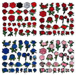 <b>Computer</b> Embroidery Blue pink Red Fairy Rose Flower Embroidery Cloth Patch for Multi-Use Clothing <b>Accessories</b> - Product Image 1