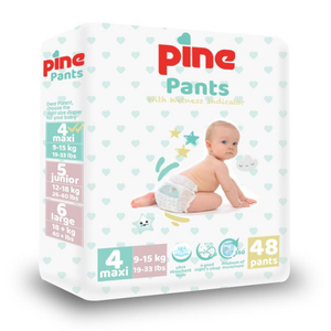 Pañales Maxi para Bebé PINE, Talla 4 (9-15kg/19-33lbs): 48 Pañales Desechables de Entrenamiento con Indicador de Humedad y Elástico de 360° - Product Image 1
