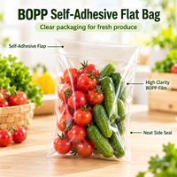 Sacs auto-adhésifs transparents personnalisés en BOPP pour l'emballage des fruits et légumes frais, pour les rayons de supermarchés