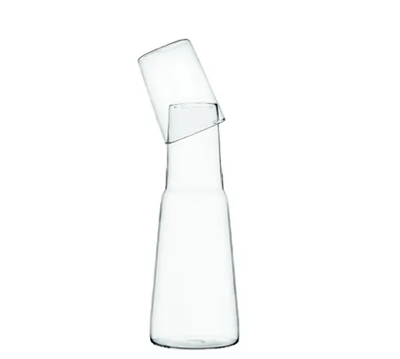 クリートガラスカップ付きのカスタムメイドの手作り透明コーン型ガラス冷水ボトル