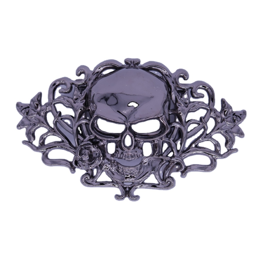 Wholesale Halloween gun color skull belt oral 35mm zinc alloy belt buckle