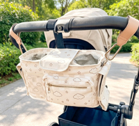 Organisateur de poussette imperméable à motif personnalisé imprimé sur toute la surface, avec pochette amovible
