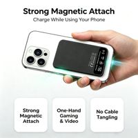 Nouvelle conception CE RoHS 5000 mAh 6 mm Noir Magnétique Sans Fil Power Bank Portable Mini Logo Personnalisé Ultra Mince pour iPhone 17