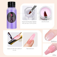 Kit de pose d'ongles en acrylique - Poudre acrylique et liquide monomère avec pinceau à ongles - Poudre acrylique transparente, rose et blanche pour l'extension des ongles