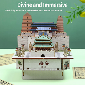 Boîte à musique tendance, créative et culturelle, modèle de bâtiment architectural stéréoscopique 3D de style ancien, kit d'outils de construction, Xi'an, ancienne capitale - Product Image 5