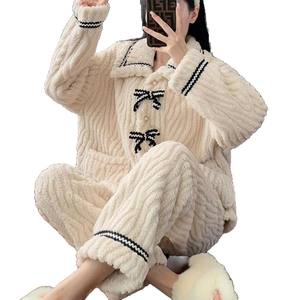 Nuovo <span class=keywords><strong>Pigiama</strong></span> Invernale Lussuoso e Caldo per Donne, Abbigliamento da Casa in Velluto Corallo Ispessito, Maniche Lunghe e <span class=keywords><strong>Pantaloni</strong></span> in Flanella - Product Image 5