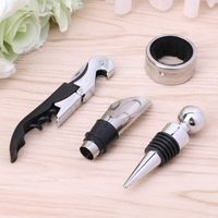 Ensemble de 4 bouchons de vin rouge, ouvre-bouteille de bière, tire-bouchon, verseur de vin, outil pour bouteille de vin, ensemble en acier inoxydable, boîte cadeau