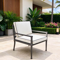 Meubles d'extérieur modernes Chaise de loisirs à cadre en aluminium avec ottoman Ensemble de jardin tout temps pour salon Parc Villa Cours