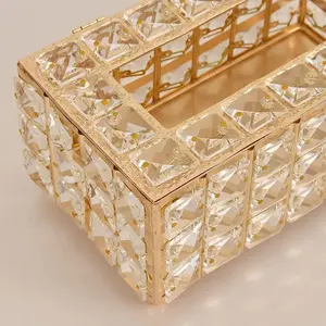 होटल शादी सजावटी लक्जरी सजावटी धातु आयत ऊतक बॉक्स भंडारण विचारों सबसे सस्ता क्रिस्टल ऊतक बॉक्स के लिए बिक्री