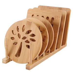Ensemble de sets de table en bambou, ronds et carrés de 16 cm, isolants thermiques, pour la table, la salle à manger et la cuisine - Product Image 5