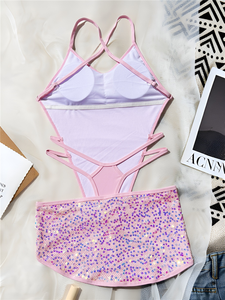 Traje de Baño de Una Pieza con Lentejuelas y Tanga Extrema para Mujer, Traje de Baño <span class=keywords><strong>Monokini</strong></span> sin Espalda - Product Image 5