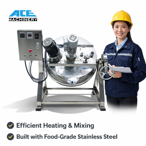 Chaudière à double enveloppe inclinable en acier inoxydable de 50L, 100L, 200L, 300L, 400L, 500L, 600L à chauffage au gaz pour confiture et gelée - Product Image 2