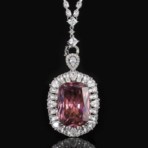 Trendy Eco-friendly <b>Copper</b> Cubic Zirconia Jewelry Simulation Colorful Gemstone Pendant Necklace for Women Casual Office Wear - Product Image 5
