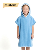 Serviette de bain poncho pour enfants en gaze de couleur unie, design personnalisé, logo personnalisé, 100% coton crêpe, serviette de plage poncho pour enfants en tissu éponge uni