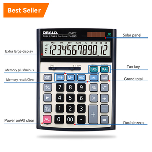 Calculadora electrónica de impuestos de oficina de escritorio de 12 dígitos, pantalla LCD con logotipo personalizado, hecha de plástico con energía solar, al mejor precio - Product Image 6