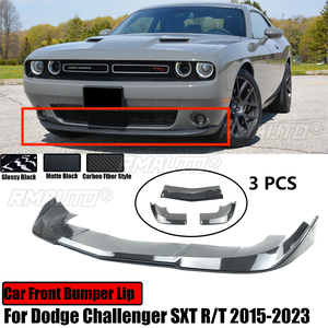 ลิ้นกันชนหน้ารถยนต์สำหรับ Dodge Challenger SXT R/T ปี 2015-2023 สปอยเลอร์แบบแยกส่วน ลายคาร์บอนไฟเบอร์ สีดำเงา สีดำด้าน 3 ชิ้น - Product Image 1